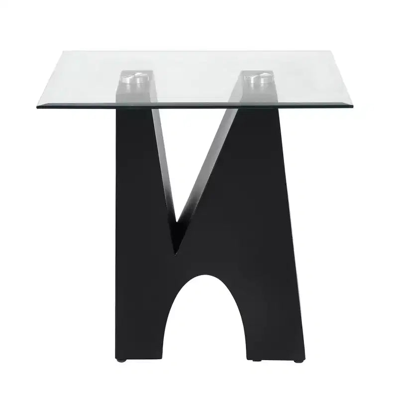 Riverpoint Table d'appoint carrée moderne transparent/noir - HOMES: Inside + Out : Structure en acier, plateau en verre trempé