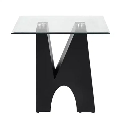 Riverpoint Table d'appoint carrée moderne transparent/noir - HOMES: Inside + Out : Structure en acier, plateau en verre trempé