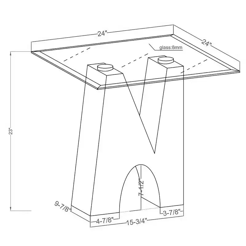 Riverpoint Table d'appoint carrée moderne transparent/noir - HOMES: Inside + Out : Structure en acier, plateau en verre trempé