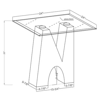 Riverpoint Table d'appoint carrée moderne transparent/noir - HOMES: Inside + Out : Structure en acier, plateau en verre trempé