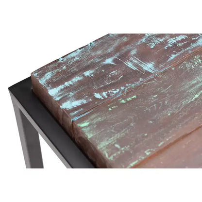 Table d'appoint carrée rustique en bois massif recyclé "Asam" - Timbergirl : pas d'assemblage requis