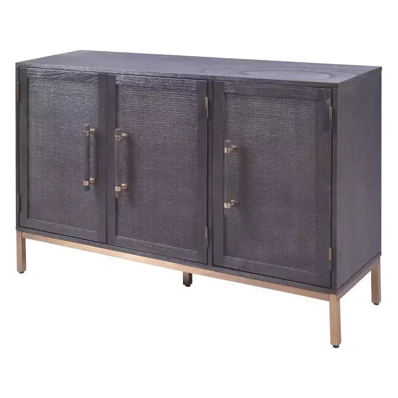 Sophia 3 Door Cabinet Antique Black - Hopper Studio: Stained Wood Veneer, Adjustable Shelves, Modern Style