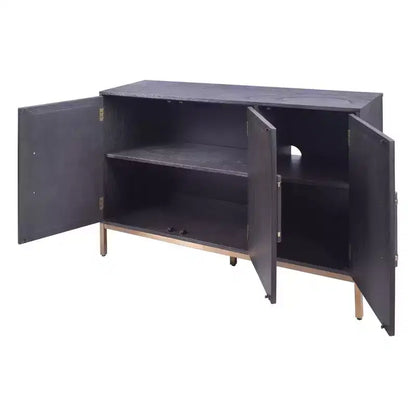 Buffet Sophia 3 portes noir antique - Hopper Studio : Placage en bois teinté, Étagères réglables, Style moderne