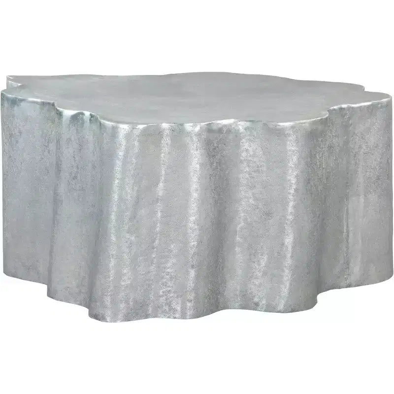 Forest Grove Coffee Table Aluminum Antique Silver - ZM Home: Modern Bohemian Irregular Pedestal, Living Room Decor