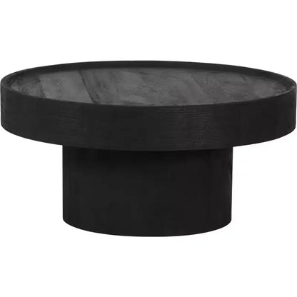 The Dalles Coffee Table Mango Wood Black - ZM Home: Modern Pedestal Base, No Assembly, 1-Year Warranty