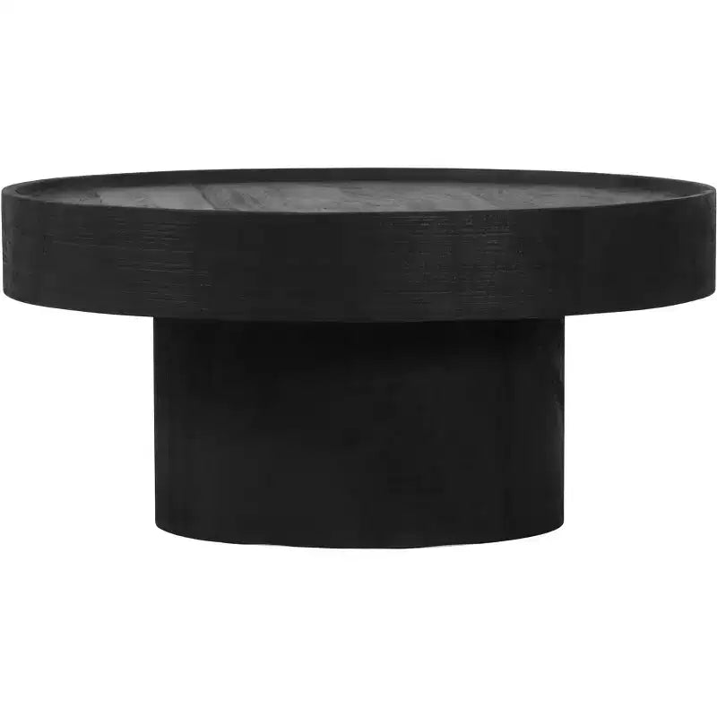 Table basse The Dalles en bois de manguier noir - ZM Home : Piètement piédestal moderne, aucun assemblage, garantie 1 an