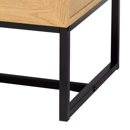 Meuble de rangement Sawyer Wood and Metal à 6 tiroirs avec rotin naturel Chêne brun/noir - Baxton Studio : Buffet Mid-Century