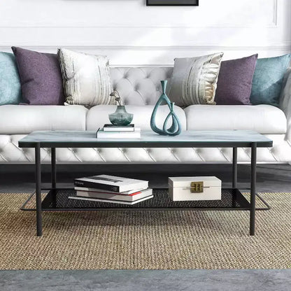 Table basse contemporaine 48 po à dessus en verre Avalan, finition noire/blanche - miBasics