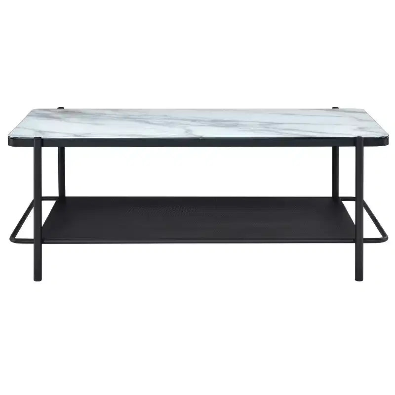 Table basse contemporaine 48 po à dessus en verre Avalan, finition noire/blanche - miBasics