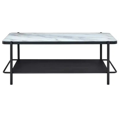 Table basse contemporaine 48 po à dessus en verre Avalan, finition noire/blanche - miBasics