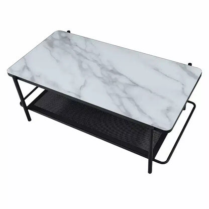 Table basse contemporaine 48 po à dessus en verre Avalan, finition noire/blanche - miBasics