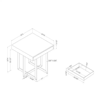 Table d'appoint contemporaine à 1 tiroir gris/métal canon de fusil Rohde - miBasics