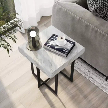 Table d'appoint contemporaine à 1 tiroir gris/métal canon de fusil Rohde - miBasics