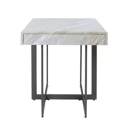 Table d'appoint contemporaine à 1 tiroir gris/métal canon de fusil Rohde - miBasics