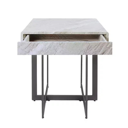 Table d'appoint contemporaine à 1 tiroir gris/métal canon de fusil Rohde - miBasics