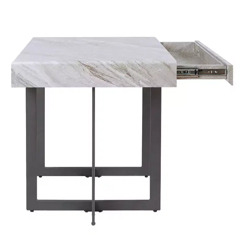 Table d'appoint contemporaine à 1 tiroir gris/métal canon de fusil Rohde - miBasics