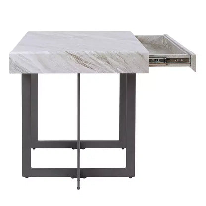 Table d'appoint contemporaine à 1 tiroir gris/métal canon de fusil Rohde - miBasics