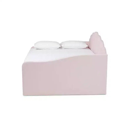 Lit de repos rembourré en tissu velours Queen Timila avec lit gigogne – Baxton Studio : Meubles de chambre glamour, aucun sommier tapissier requis