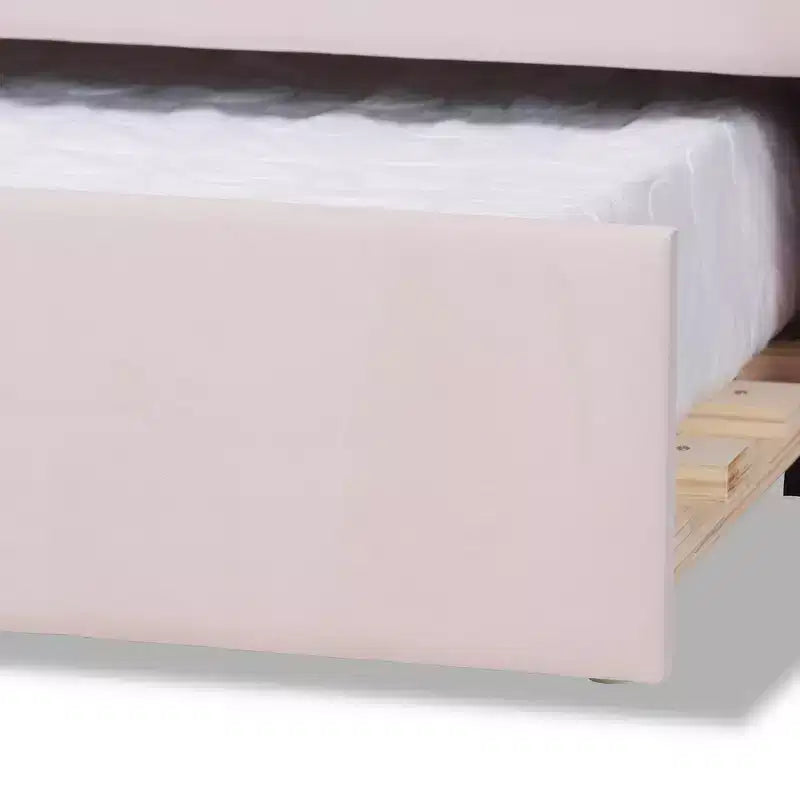 Lit de repos rembourré en tissu velours Queen Timila avec lit gigogne – Baxton Studio : Meubles de chambre glamour, aucun sommier tapissier requis