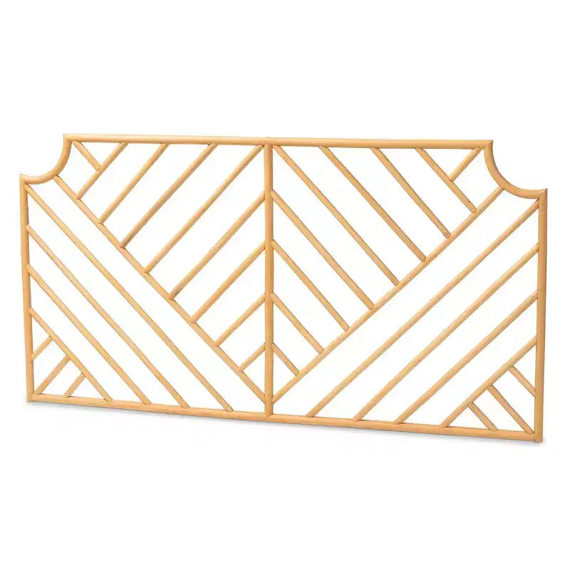 Queen Giza Rattan Wall Mount Headboard Natural/Brown - bali & pari: Handcrafted, Chevron Pattern, No Assembly Required