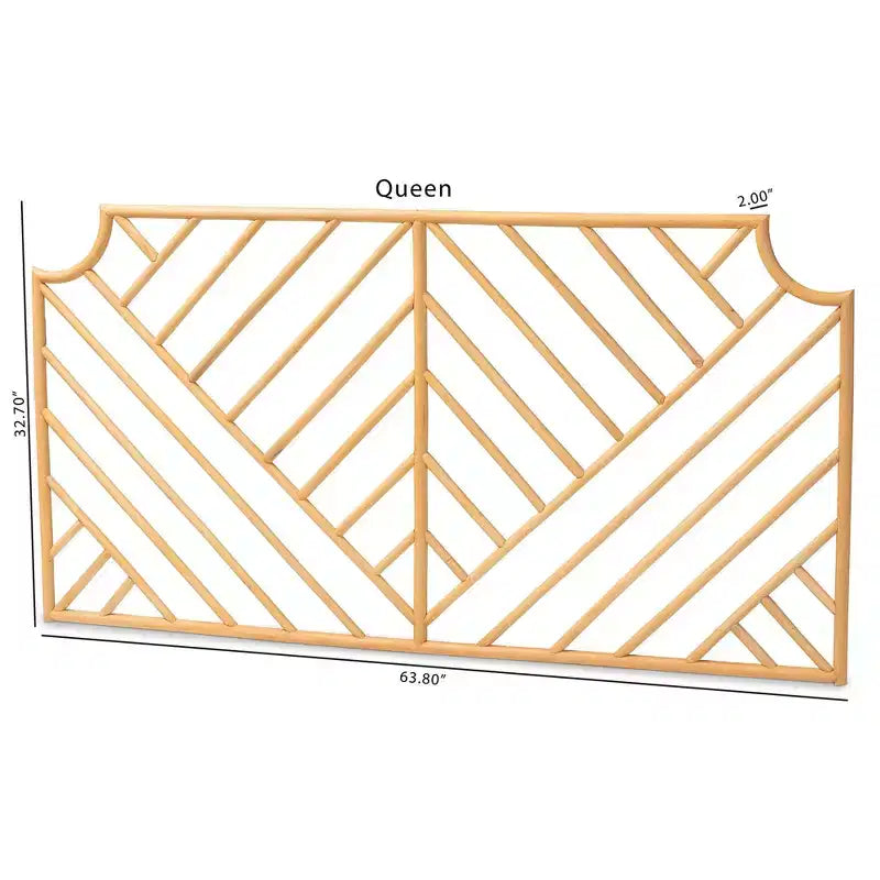 Tête de Lit Murale Giza Rattan Queen Naturel/Marron - bali & pari : Fabriquée à la main, motif Chevron, aucun assemblage requis