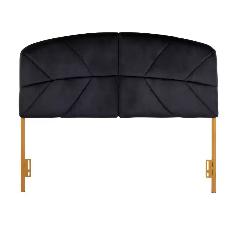 Tête de lit en velours Lindsey Queen Noir/Or - Lumisource : Rembourrage moelleux, capitonnage élégant, cadre en acier, nettoyage ciblé