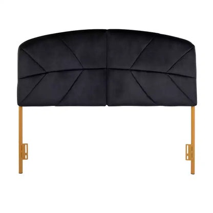 Tête de lit en velours Lindsey Queen Noir/Or - Lumisource : Rembourrage moelleux, capitonnage élégant, cadre en acier, nettoyage ciblé