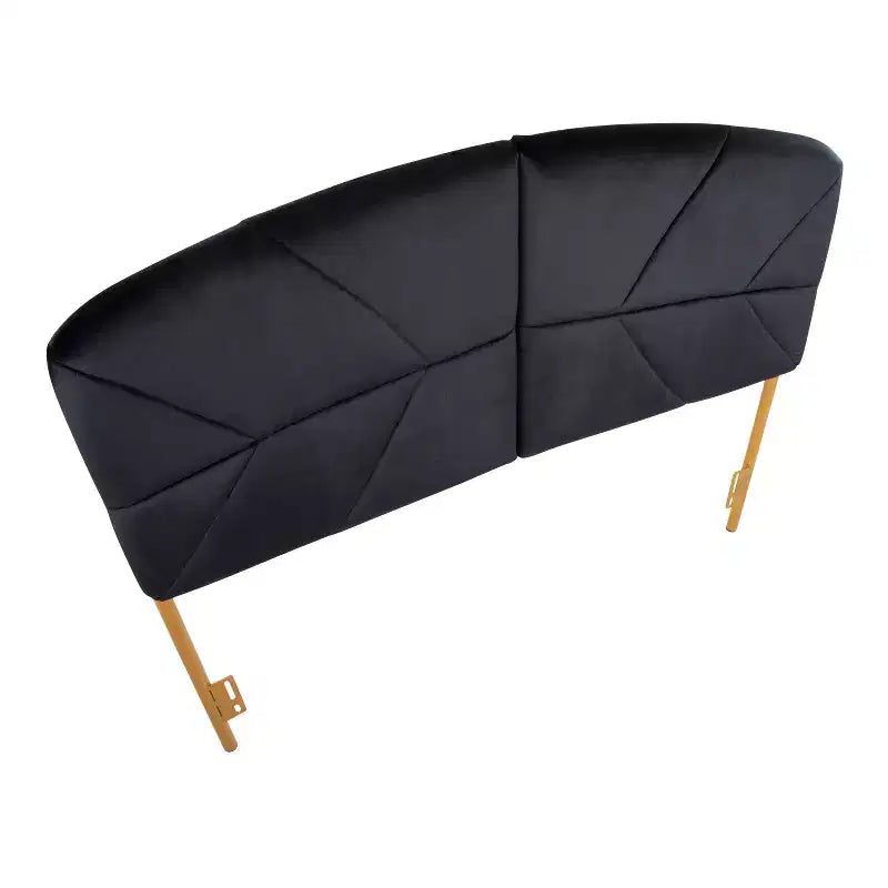 Tête de lit en velours Lindsey Queen Noir/Or - Lumisource : Rembourrage moelleux, capitonnage élégant, cadre en acier, nettoyage ciblé