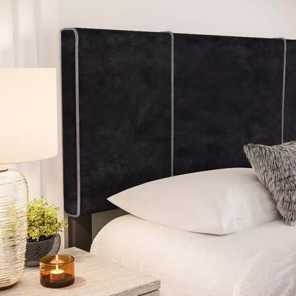 Cadre de Lit Capitonne Velours Queen Lucena Noir - Boyd Sleep Eco Dream : Style Contemporain, Tissu Velours Doux, Pieds en Bois Massif, Montage Facile