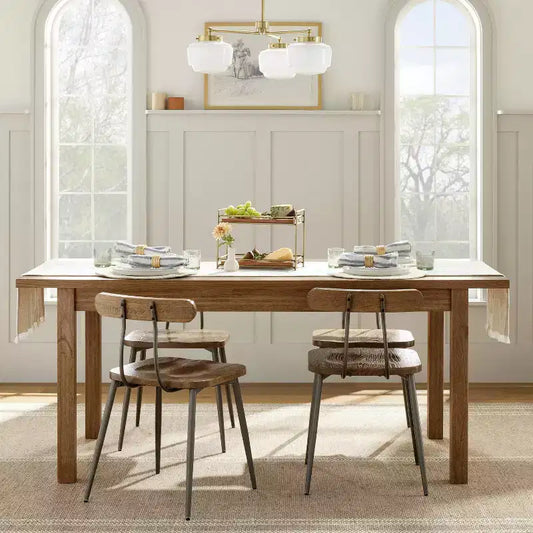 2pk Industrial Wood & Steel Dining Chairs - Aged Oak/Black - Hearth & Hand™ with Magnolia: Sleek Metal Legs