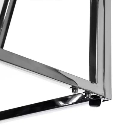 Table d'appoint carrée moderne, table basse en métal avec plateau en verre trempé