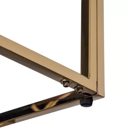 Table d'appoint carrée moderne, table basse en métal avec plateau en verre trempé