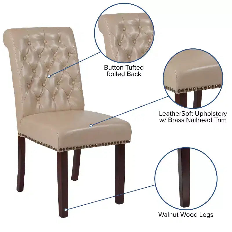 Chaise Parsons Merrick Lane rembourrée avec garniture cloutée - Lot de 6