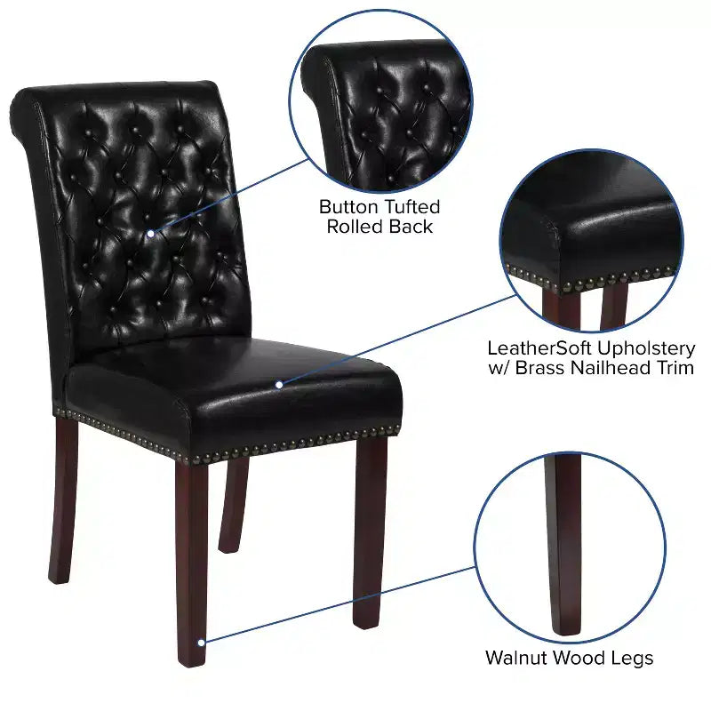 Chaise Parsons Merrick Lane rembourrée avec garniture cloutée - Lot de 6