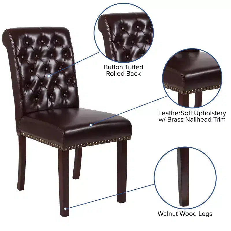 Chaise Parsons Merrick Lane rembourrée avec garniture cloutée - Lot de 6