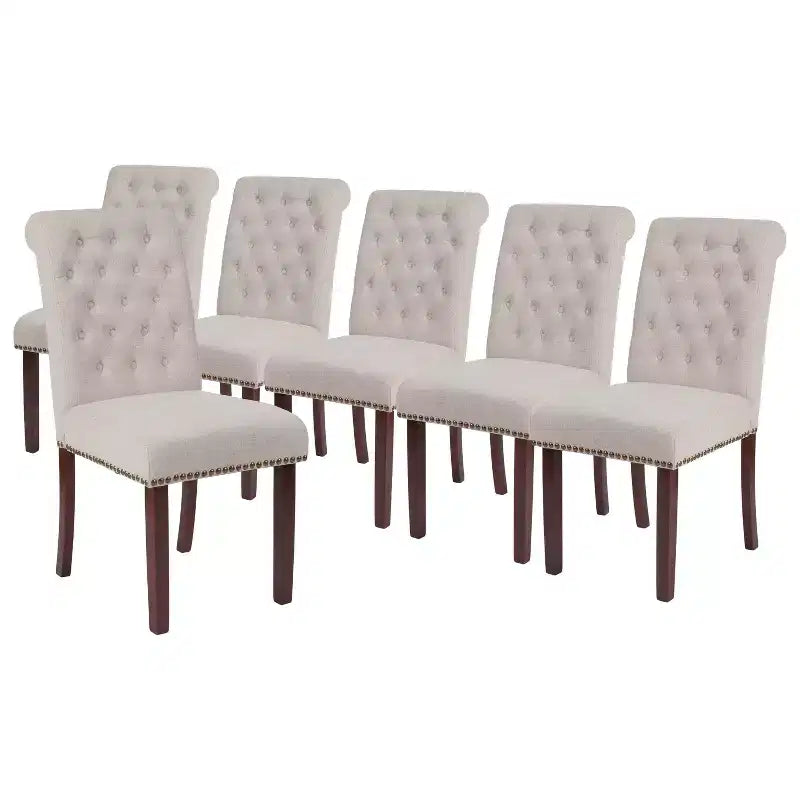 Chaise Parsons Merrick Lane rembourrée avec garniture cloutée - Lot de 6