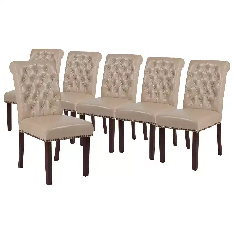 Chaise Parsons Merrick Lane rembourrée avec garniture cloutée - Lot de 6