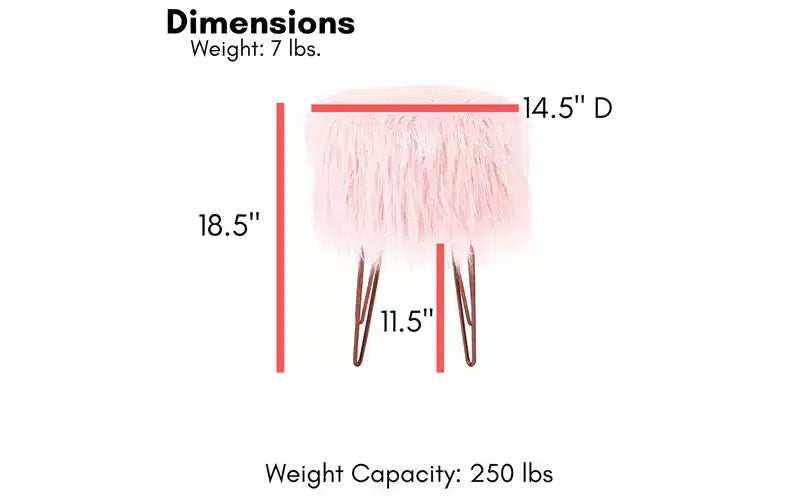 BirdRock Home Pouf Repose-Pieds en Fausse Fourrure avec Pieds Épingle à Cheveux - Rose