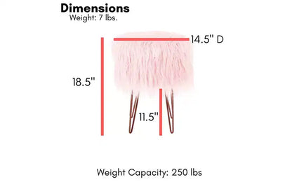 BirdRock Home Pouf Repose-Pieds en Fausse Fourrure avec Pieds Épingle à Cheveux - Rose