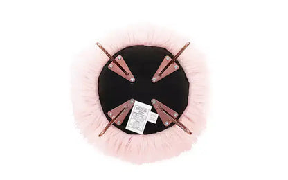 BirdRock Home Pouf Repose-Pieds en Fausse Fourrure avec Pieds Épingle à Cheveux - Rose