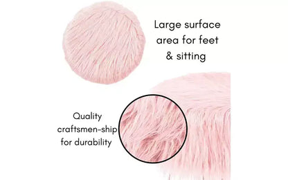 BirdRock Home Pouf Repose-Pieds en Fausse Fourrure avec Pieds Épingle à Cheveux - Rose