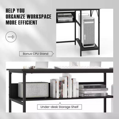 Costway Bureau d'ordinateur 55" avec station de charge, bureau PC à domicile avec 4 prises de courant