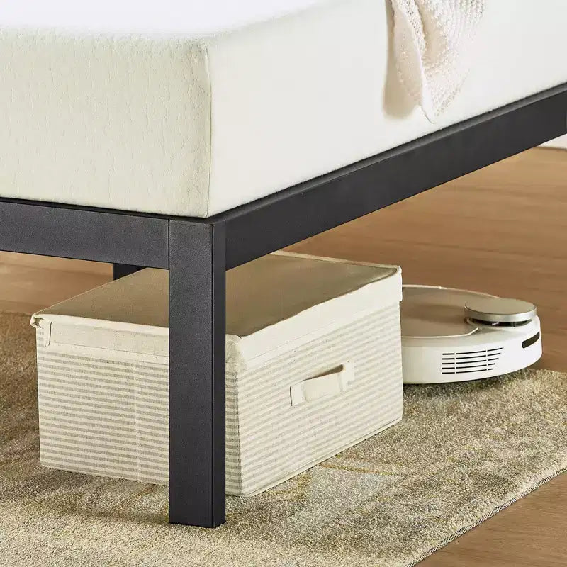 Lit plateforme en métal Kasi de Best Price Mattress avec étagère et tête de lit à panneaux, noir