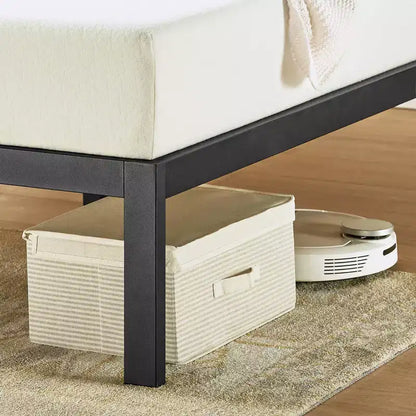 Lit plateforme en métal Kasi de Best Price Mattress avec étagère et tête de lit à panneaux, noir