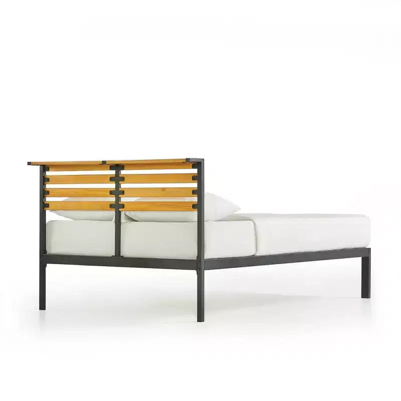 Lit plateforme en métal Kasi de Best Price Mattress avec étagère et tête de lit à panneaux, noir