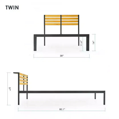 Lit plateforme en métal Kasi de Best Price Mattress avec étagère et tête de lit à panneaux, noir