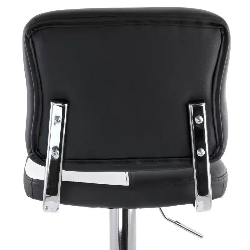 Tabouret de bar Elama 2 pièces réglable en similicuir noir et blanc avec piètement chromé