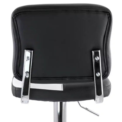 Tabouret de bar Elama 2 pièces réglable en similicuir noir et blanc avec piètement chromé