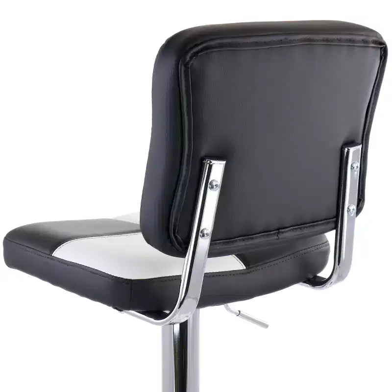 Tabouret de bar Elama 2 pièces réglable en similicuir noir et blanc avec piètement chromé