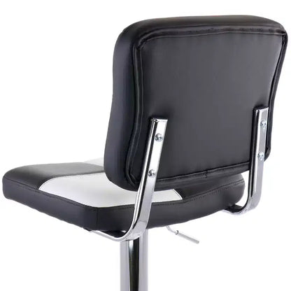Tabouret de bar Elama 2 pièces réglable en similicuir noir et blanc avec piètement chromé